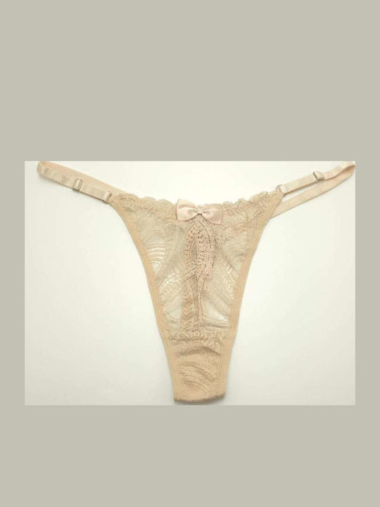 Topaki Damen-Slip Mit Spitze Beige