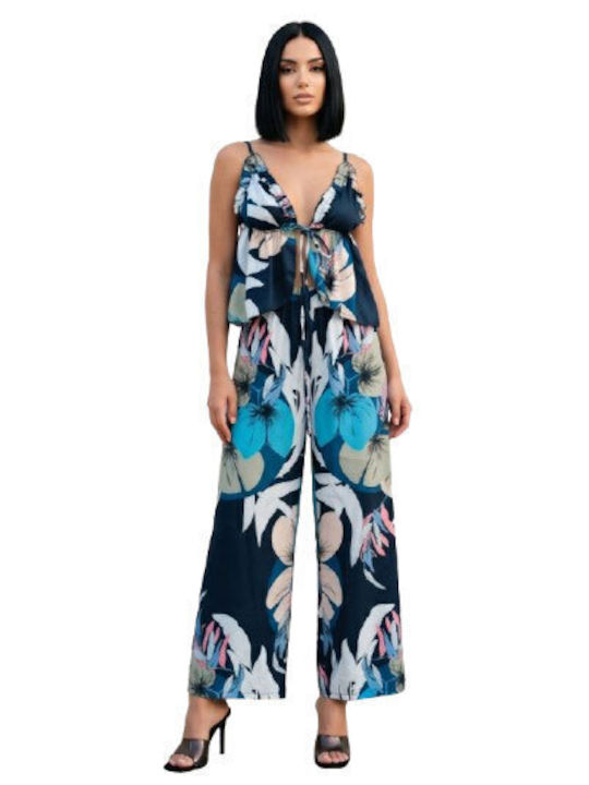 Chica Γυναικείο Μπλε Σετ με Παντελόνι Floral
