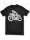Ανδρικό Μπλουζάκι Μαύρο Σχέδιο Caferacer Dp7944
