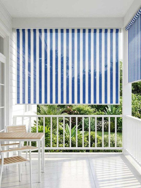 vidaXL Sideway Sunshade Roller for Terrace with LEDs Blue 1.65x2.3m