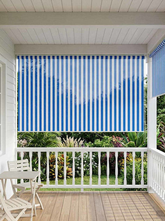 vidaXL Πλαϊνό Ρολό Σκίασης Βεράντας με Led Μπλε 3.55x1.4m