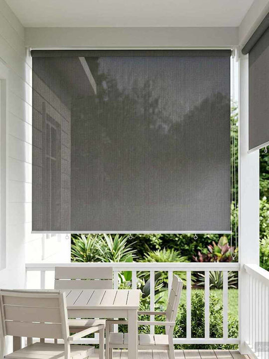 vidaXL Seitliches Sonnenschirm-Rolle für Terrasse mit LEDs Grau 2,2x1,4m