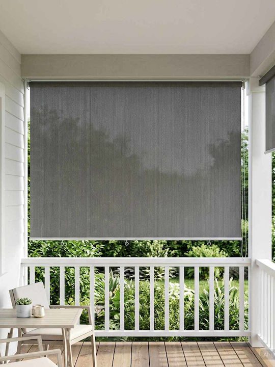 vidaXL Seitliches Sonnenschirm-Rolle für Terrasse mit LEDs Grau 1,4x2,3m