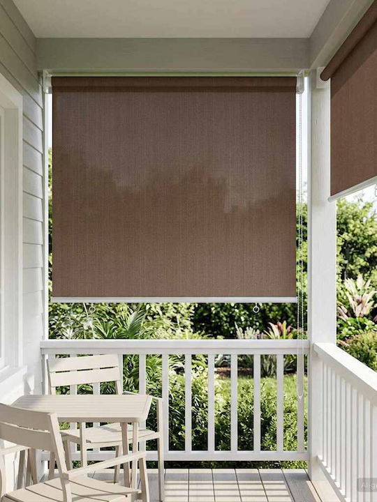 vidaXL Side Sunshade Roller For Terrace With LEDs Brown 0.8x1.4m