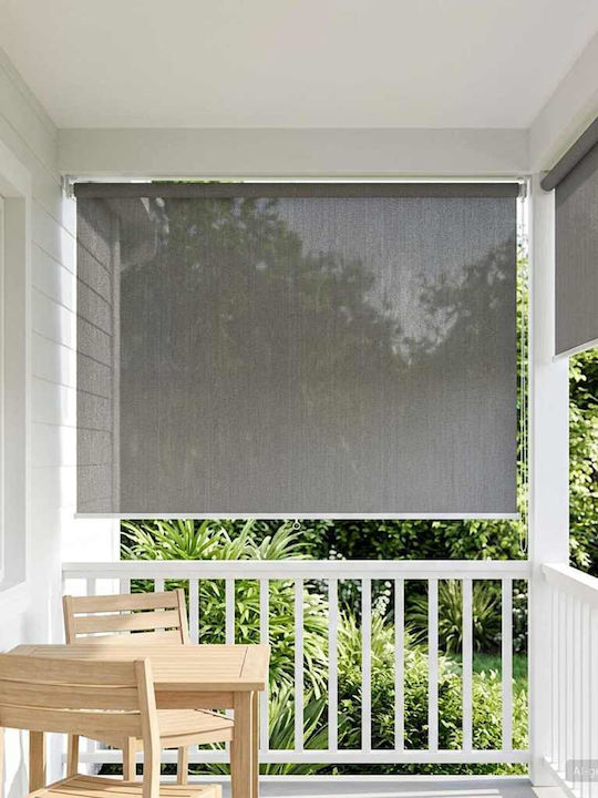 vidaXL Side Sunshade Roller For Terrace With LEDs Grey 2.4x1.4m