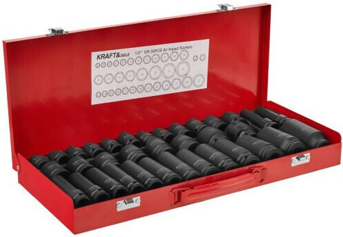 Kraft & Dele Prize Pneumatice Lungi cu Gazdă Cadru 1/2" Set 35 Bucăți