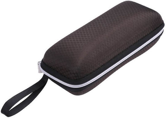 Braunes Brillenetui Reißverschluss Tasche Griff Etc-97b