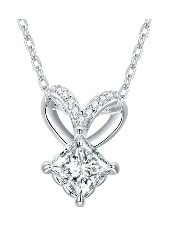 Silver Heart Necklace Cubic Zirconia Necklace Silver S925