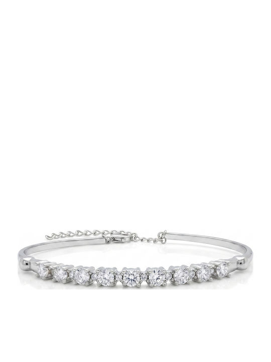 Kiriakos Gofas Women's Silver Handcuff Bracelet with Diamond 6cm