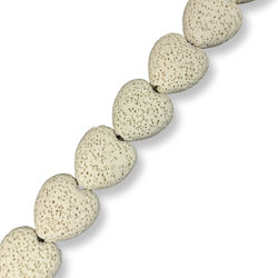Natural Lava Heart White Cream 20mm – 40cm Length