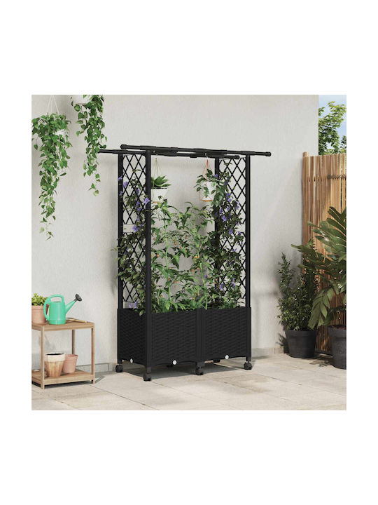 vidaXL Ζαρντινιέρα Πλαστική Μαύρο 124.5x40x142εκ.