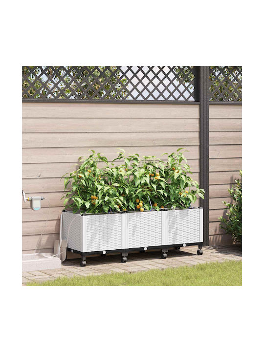 vidaXL Set 3 Planter Box-uri Din Plastic Albe