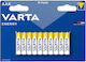 Varta Energy Aaa Alkaline Batteries Lr03 Clock Lamp Candle 10pcs