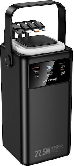 Borofone BJ65B Power Bank 80000mAh 22.5W με 2 Θύρες USB-A και Θύρα USB-C Power Delivery / Quick Charge 3.0 Μαύρο
