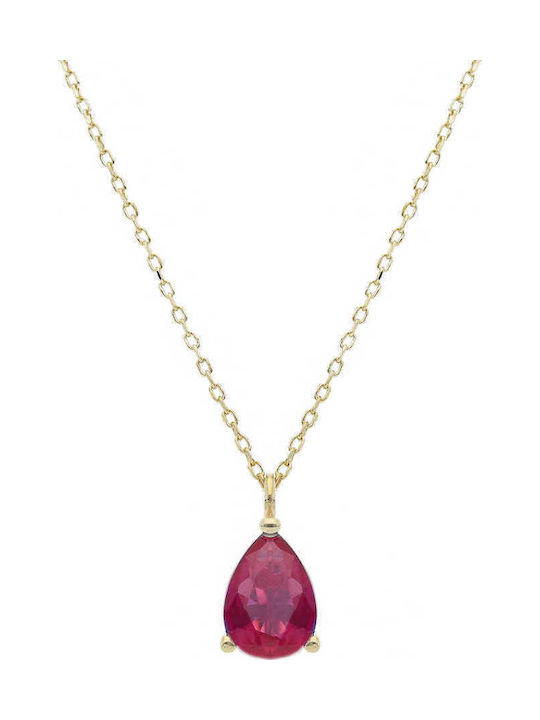 Mentzos Halskette Mit Träne Design Aus 14K Gold Rote