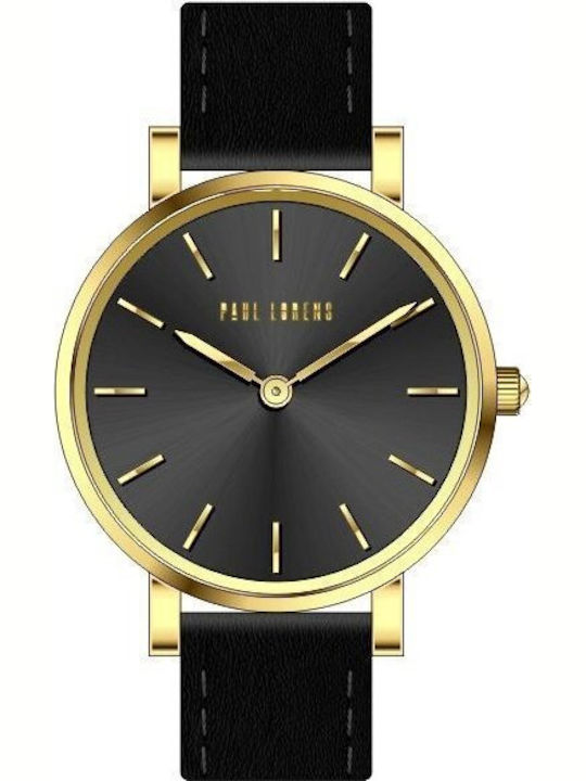 Paul Lorens Womens Watch 28mm Battery With Black Leather Strap