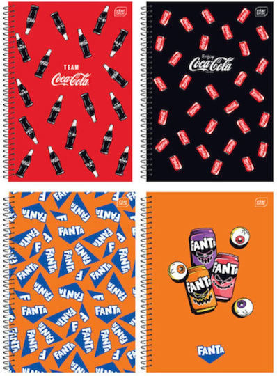 interDRUK Spirale Schulfachheft A4 60 Papiereinlagen 2 Themen Coca Cola (Verschiedene Designs oder Farben)