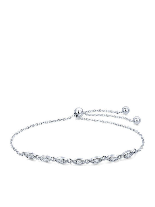 Trusky Women's Bracelet Set with Flower Design Made of Silver with Zircon 24cm