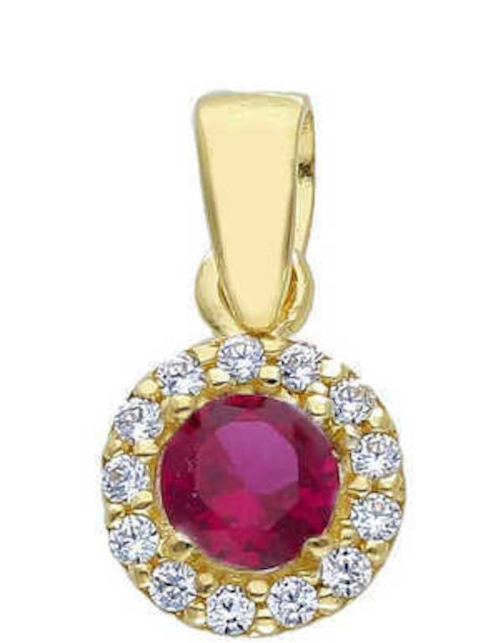 Mentzos Hängender Charm Rosette aus 14K Gold Rote Mentzos Hängender Charm Rosette aus 14K Gold Rote