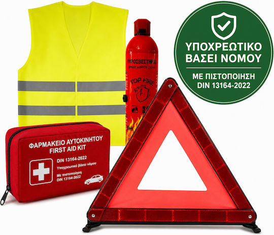 Carro Set de Urgență Auto cu Farmacie, Extinctor, Triunghi de Siguranță și Vestă Reflectorizantă