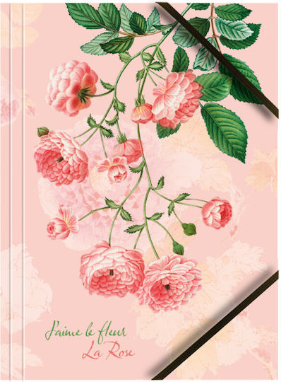 Cardboard Folder Lacquered A4 Corner Elastic Roses T601-d2