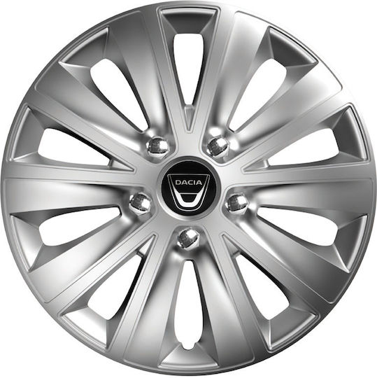 Car Wheel Hubcaps Versaco Rapide Nc Chrome 15" Logo Dacia 4 Pieces