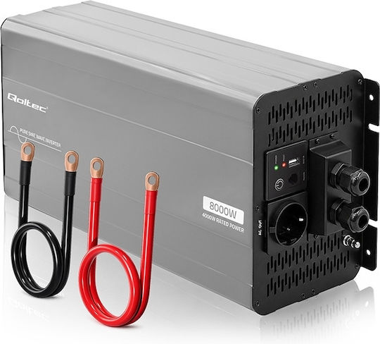 Qoltec Inverter Αυτοκινήτου Καθαρού Ημιτόνου 2500W για Μετατροπή 12V DC σε 230V AC