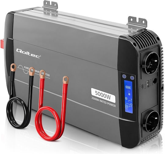 Qoltec Inverter Αυτοκινήτου Καθαρού Ημιτόνου 1500W για Μετατροπή 12V DC σε 230V AC