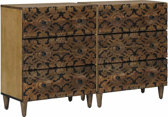 Μπουφές Ξύλινος με Συρτάρια Καφέ 120x33x75cm