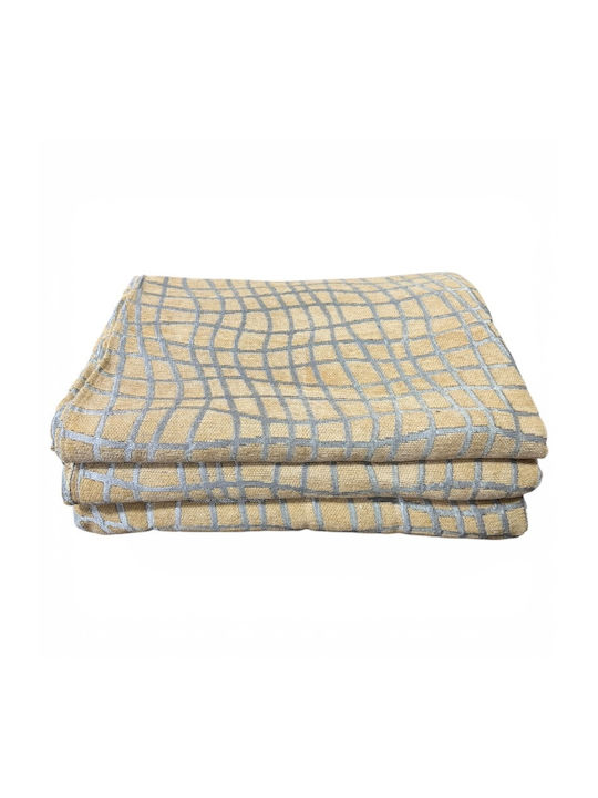 To megalo pazari Throws Set 3 Pcs Chenille Beige
