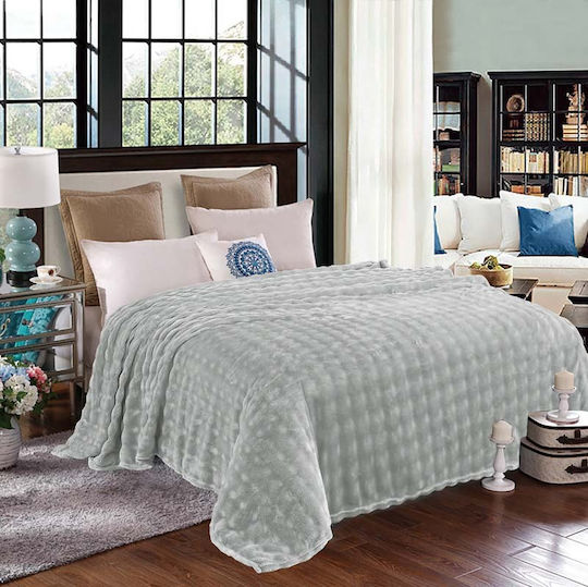 Το μεγάλο παζάρι Super Soft Extra Κουβέρτα Βελουτέ Μονή 160x240εκ. Γκρι