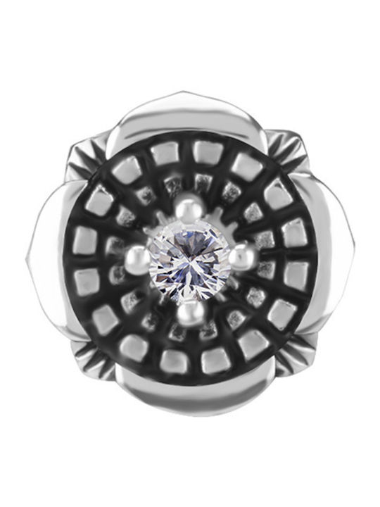 Crazy Needles Charm Λουλούδι από Ασήμι με Ζιργκόν
