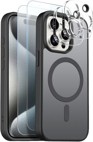 Northjo Protection Set 5 in 1 360 Full Cover Plastic Black iPhone 15 Pro Max