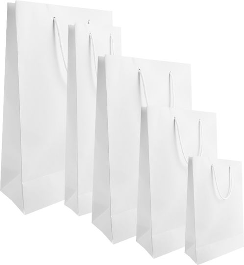 Mparkas Pungi De Hârtie Pentru Ambalare Cu Fir Mat Plastifiată Albă 26x10x40cm 100 Bucăți