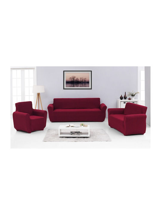 Beauty Home Art 8600 Set Elastic Living Room Covers Burgundy