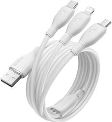 Baseus Ultra-fast One--three Retractable Power Data Cable Usb To Micro-usb+lightning+usb Type-c 3.5a 1.3m White Baseus Ultra-fast One--three Retractable Power Data Cable Usb To Micro-usb+lightning+usb Type-c 3.5a 1.3m White