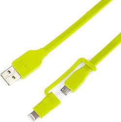 Tylt Flyp-duo Data Cable Lightning Microusb 0.3m Reversible Usb Green