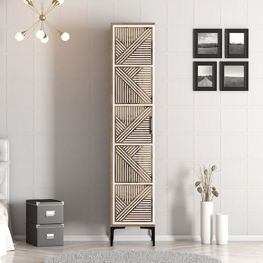 Solano Einzeltür Kleiderschrank Walnuss/Weiß 47.5x40x201.4cm
