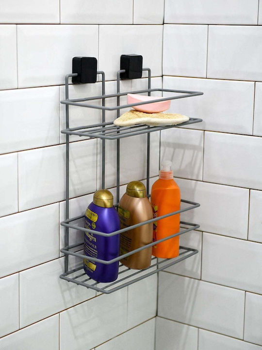 SteweHome Wall Mounted Bathroom Shelf Metallic Grey