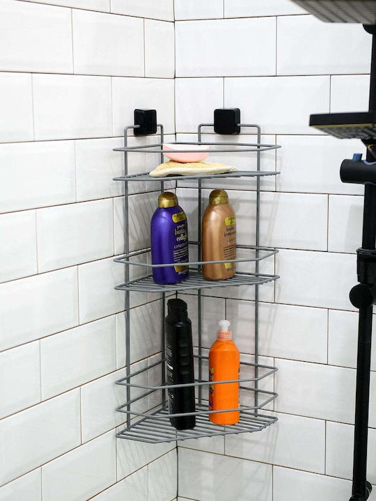 SteweHome Wall Mounted Bathroom Shelf Metallic Grey