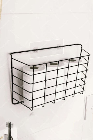 SteweHome Raft De Baie Montat Pe Perete Metalic 38x25x11cm Neagră