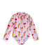 Toby Tiger Kids One-Piece Swimwear With Long Sleeve Pink