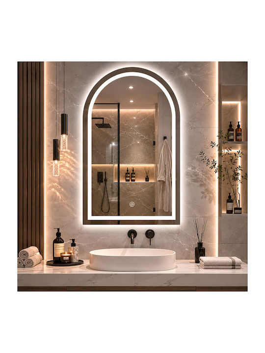 Futura Полукръгло Огледало За Баня LED Touch 60x90cm Бял