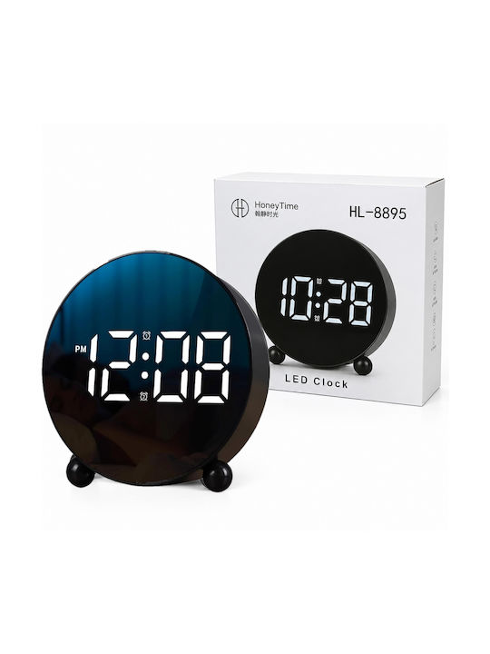 Silent Tabletop Digital Clock LED with Alarm Clock Black HL-8895-BLACK