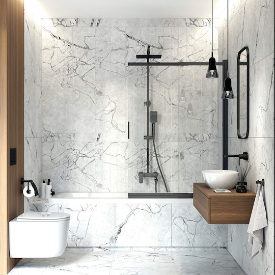 Deante Duschwand Badewanne mit Schiebetür 100x140cm Nero