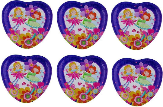 Plates 23x24 Heart Floral Fairies 6 Pcs
