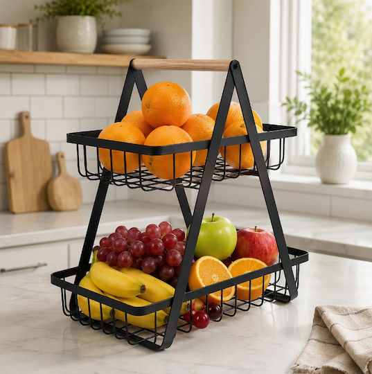 Obstschale Metallisch 2 Niveaus Schwarze 24x14x22cm Obstschale Metallisch 2 Niveaus Schwarze 24x14x22cm