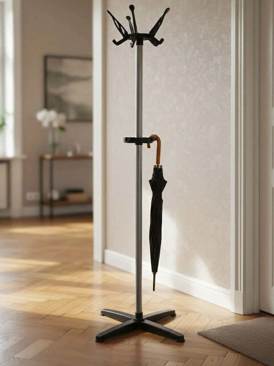 SteweHome Metallic Black Coat Rack 170cm