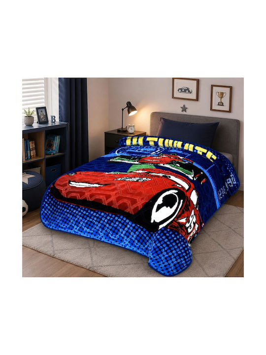 Linea Home Велурено Одеяло Car Синьо 220x160см