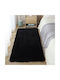 To megalo pazari Non-Slip Living Room Rug Rectangular Furry Black 70x140cm